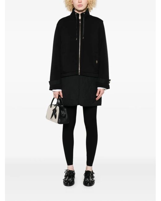 Liu Jo Black Quilted-Panel Zip-Up Scuba Jacket