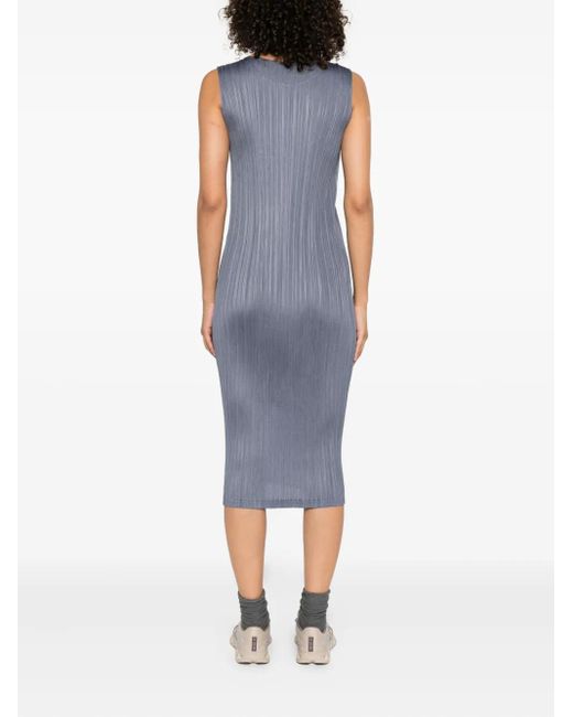 Robe Mi-Longue À Design Plissé Pleats Please Issey Miyake en coloris Blue