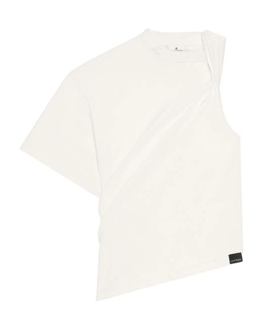 Courreges White Asymmetrical One-Shoulder T-Shirt