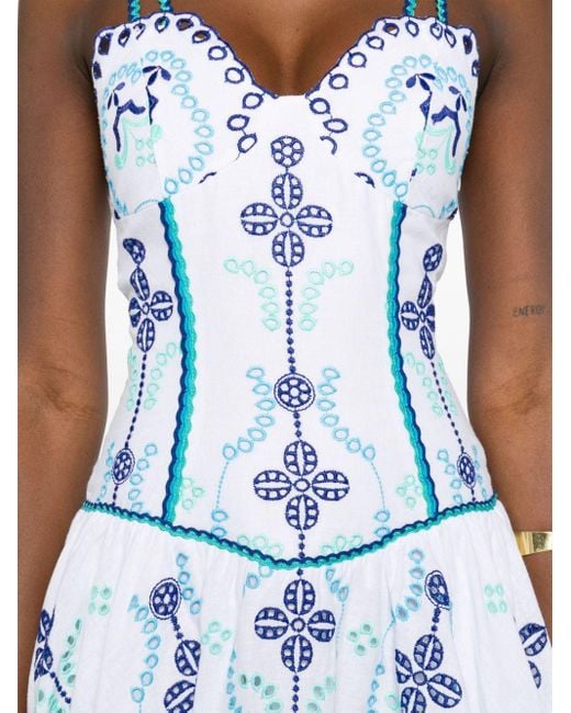 Charo Ruiz Blue Sissy Embroidery Mini Dress