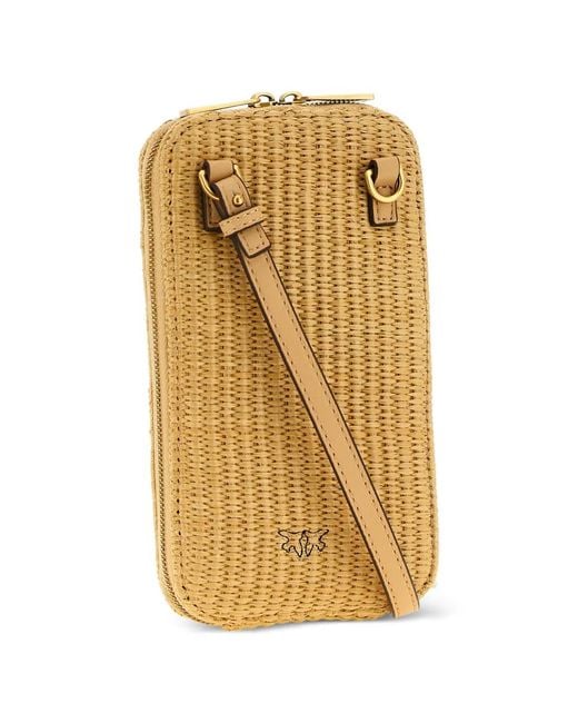 Pinko Metallic Love Birds Diamond Braided Smartphone Holder