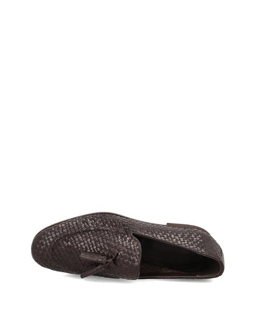 Frau White Woven Tassel Loafers for men