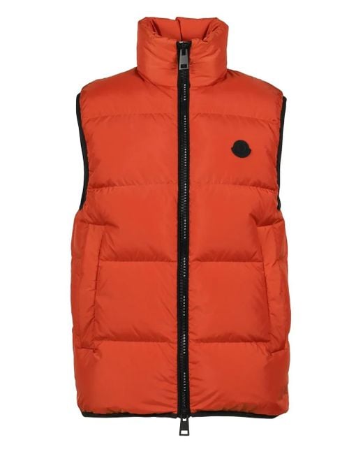 Moncler Gefütterte Weste mit Reißverschluss in Orange für Herren