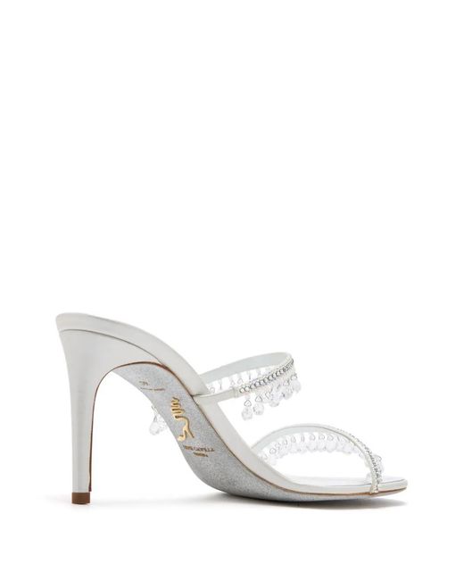 Rene Caovilla White Chandelier Crystal-Embellished Sandals