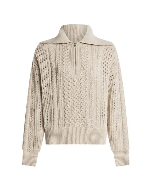 Varley White Cable Half-Zip Jumper