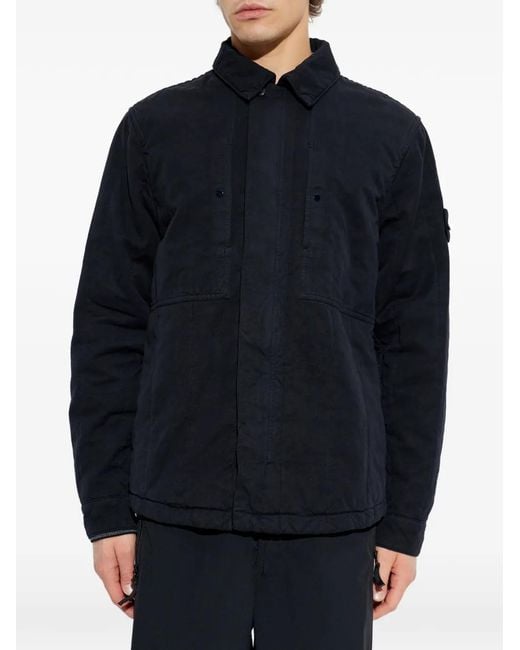 Stone Island Blue Ghost Button-Patch Jacket for men