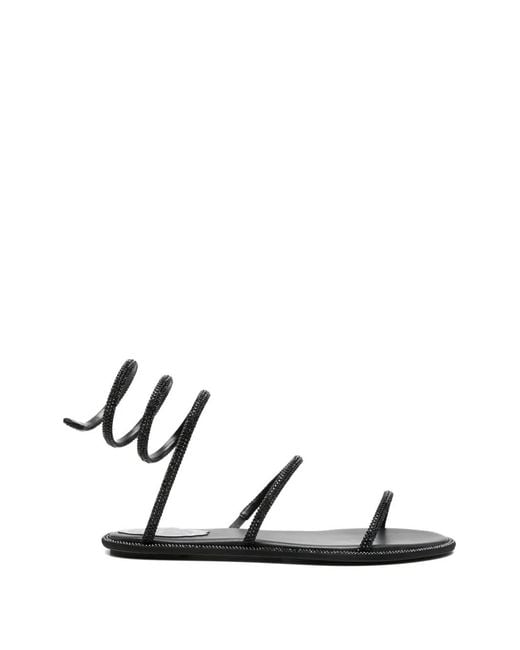 Rene Caovilla White Cleo Spiral-Embellished Sandals