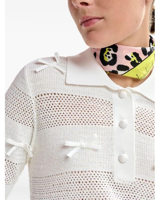Essentiel Antwerp White Bow-Embellishment Polo Top