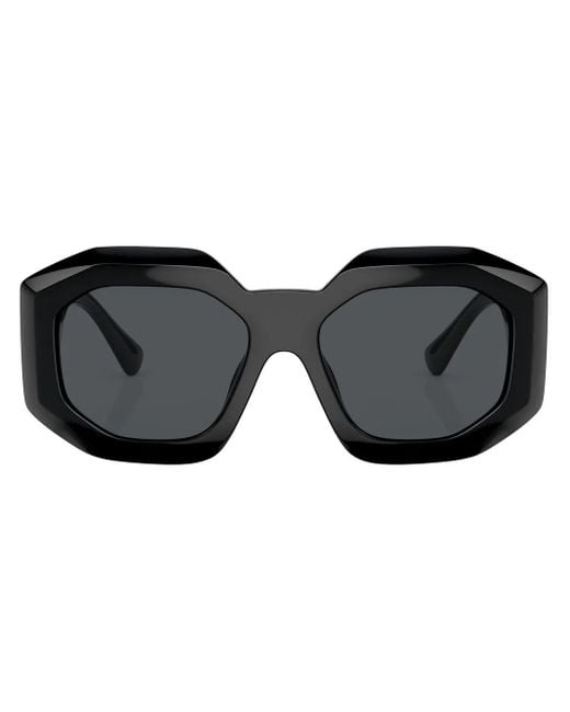 Versace Black Medusa-Plaque Geometric Sunglasses