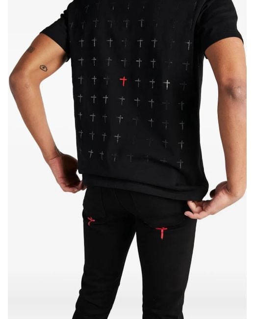 RTA Black Liam Rip Cross T-Shirt for men
