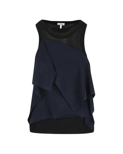 Top Drapeado Sin Mangas Loewe de color Blue