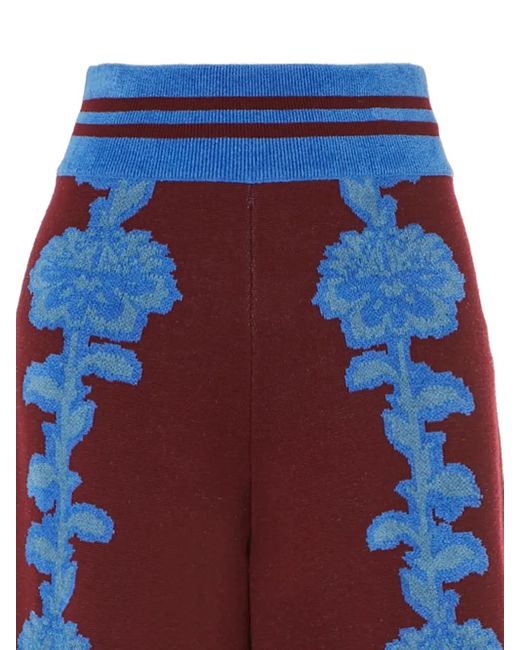 Temperley London Red Floral Knit Trousers