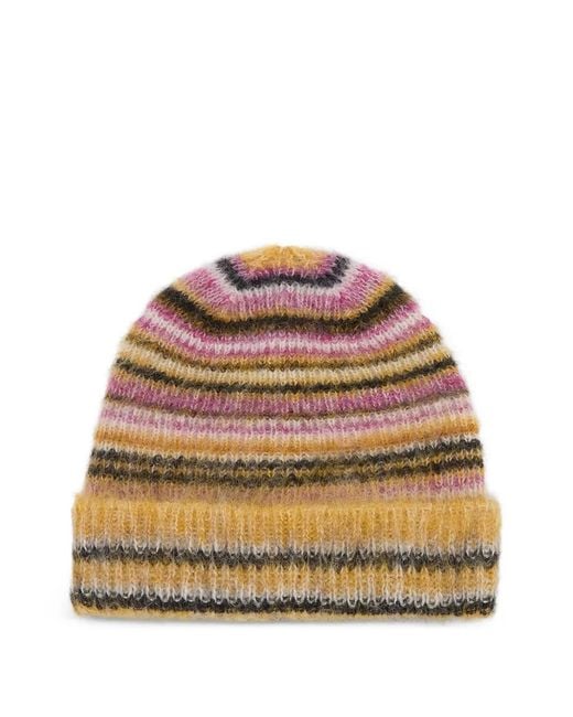 Isabel Marant Yellow Morenne Striped Beanie Hat
