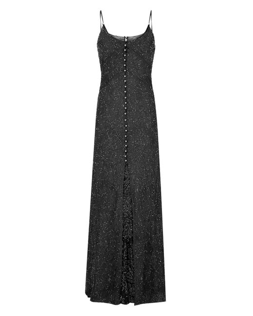 Rabanne Black Thin Straps Pearl Embroidery Dress