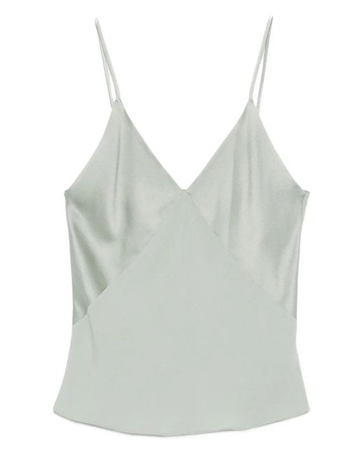 Forte_forte Gray Shiny Anvers Satin Strap Top