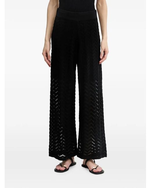 Joseph Ribkoff Black Herringbone-Pattern Palazzo Pants