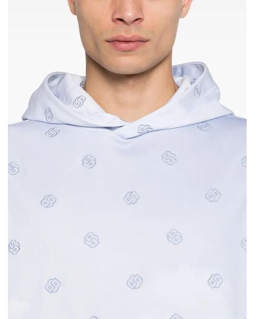 Boss White Double B-Monogram Hoodie for men