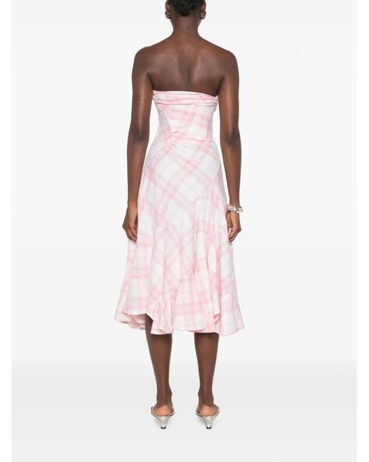 Vivienne Westwood Pink Spiral Check-Print Midi Dress
