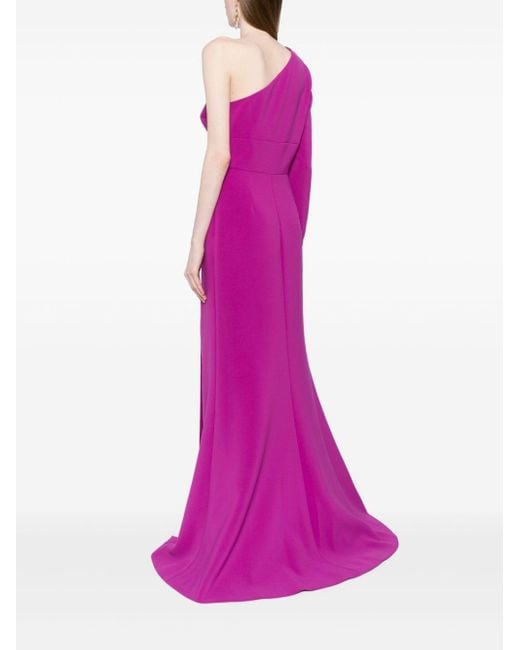 Elie Saab Purple Asymmetrisches One-Shoulder-Abendkleid