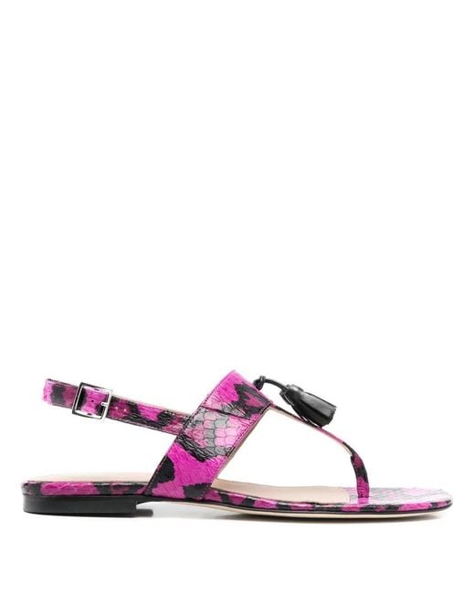 Scarosso Pink Emma Snakeskin-Effect Sandals