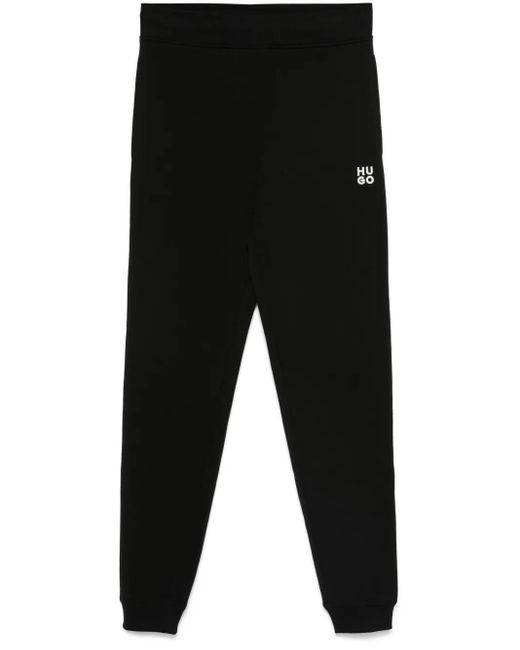 HUGO Black Logo-Embroidered Cotton Track Pants