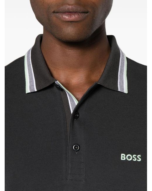 Boss Black Logo-embroidered Piqué Polo Shirt for men