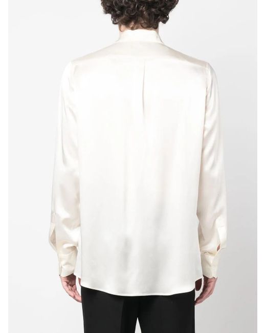 Dolce & Gabbana White Long-Sleeved Silk Shirt
