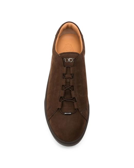Tod's Brown Gommino-Detail Lace-Up Sneakers for men