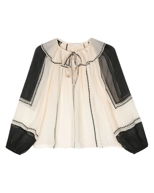 Ulla Johnson Natural Lenore Silk Chiffon Blouse