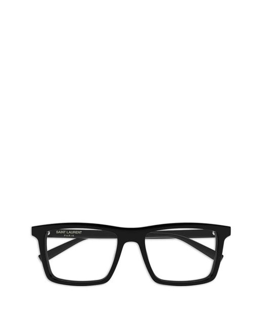 Saint Laurent Black Rectangle-Frame Glasses for men