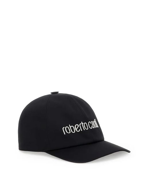 Roberto Cavalli Black Embroidered-Logo Baseball Cap