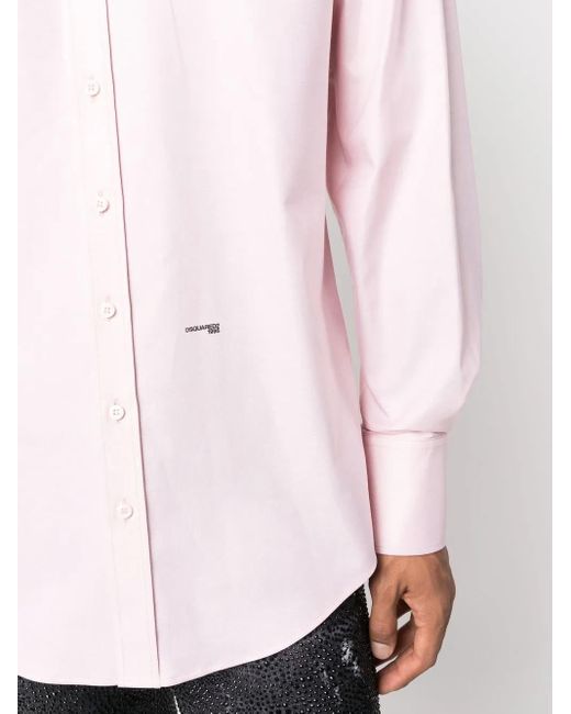 DSquared² Pink Logo-Print Button-Up Shirt for men