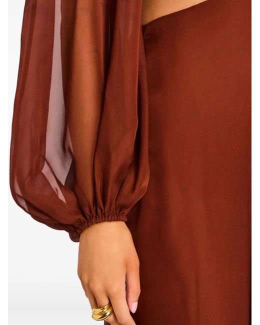 retroféte Brown Rosalinda Cut-Out Ruffled Dress