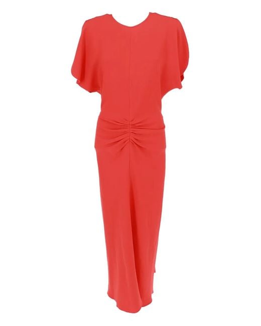 Victoria Beckham Bela Gathered-Waist Midi Dress
