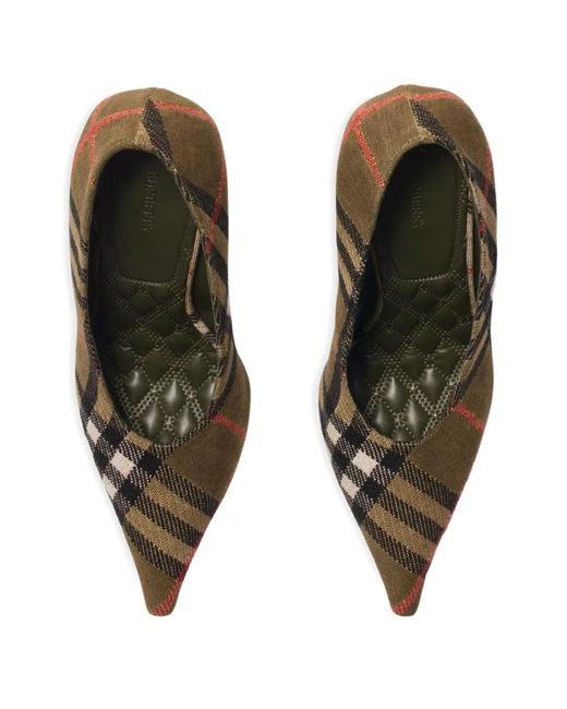 Burberry Brown Checked Pointed-Toe Pumps