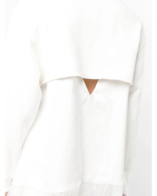 Goen.J White Lace Trim Sweatshirt