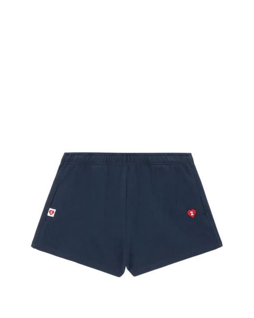A Bathing Ape Blue Embroidered Drawstring Shorts