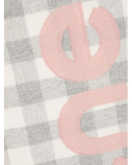 Acne White Logo-Patch Checked Wool Scarf
