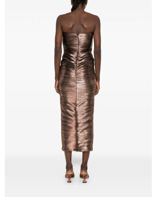 retroféte Brown Calypsa Ruched Midi Dress