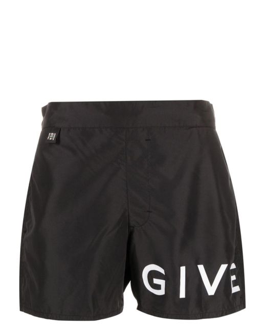 Givenchy Black Logo-print Elasticated Swim Shorts for men