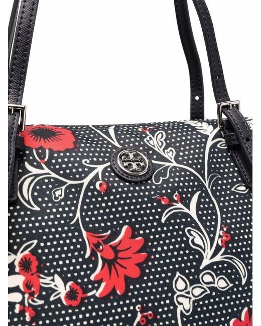 Tory Burch Black Retro Block Print Tote Bag