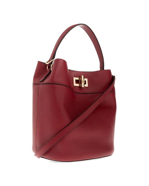 Furla Red M Amelia Twist-Lock Leather Tote Bag