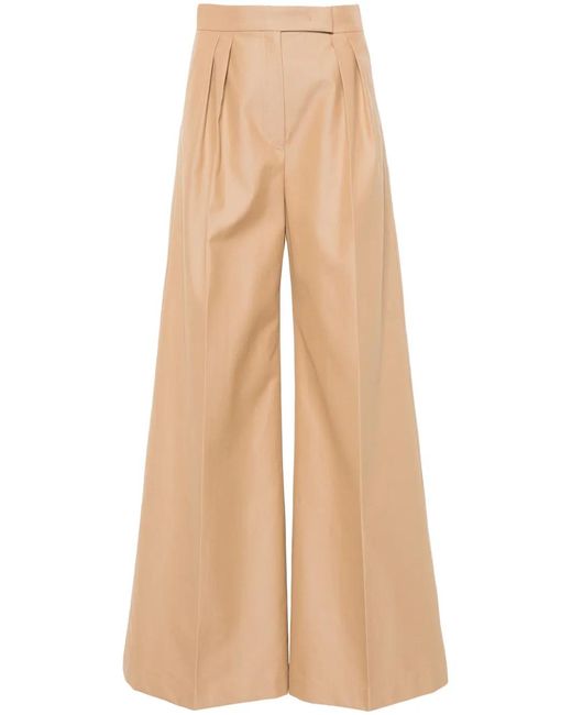 Max Mara Natural Wide-Leg Cotton Trousers