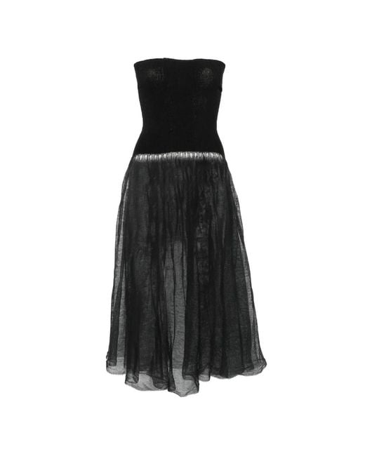 Paloma Wool Black Melo Strapless Sheer-Knit Midi Dress