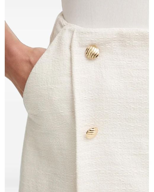Morgan White Double-Breasted Tweed-Effect Skorts