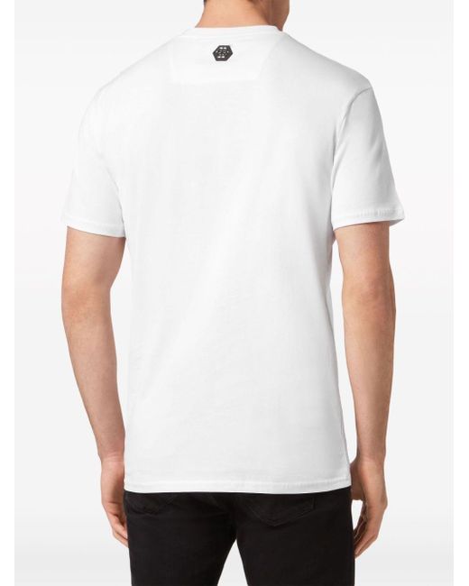 Philipp Plein White Crystal-embellished Cotton T-shirt for men