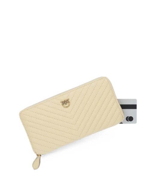 Pinko Natural Love Birds Chevron-Quilted Wallet