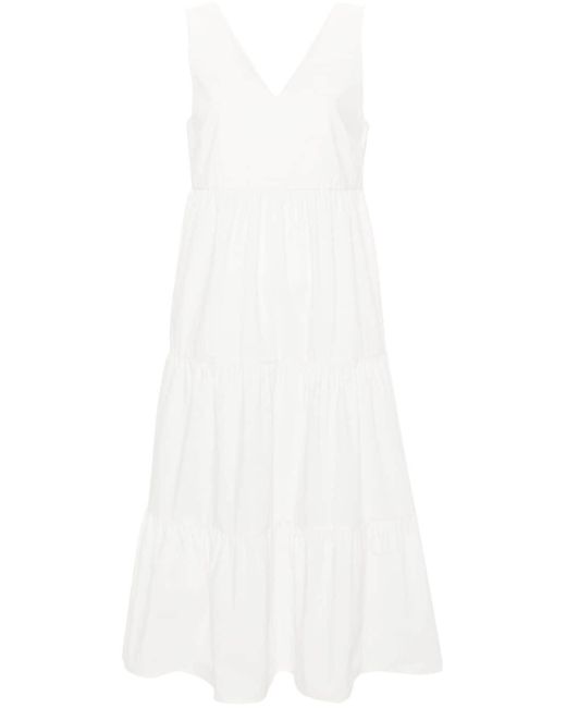Woolrich Katoenen Maxi-jurk Met V-hals in het White