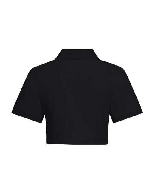 Area Black Crystal-Embellished Cropped Polo