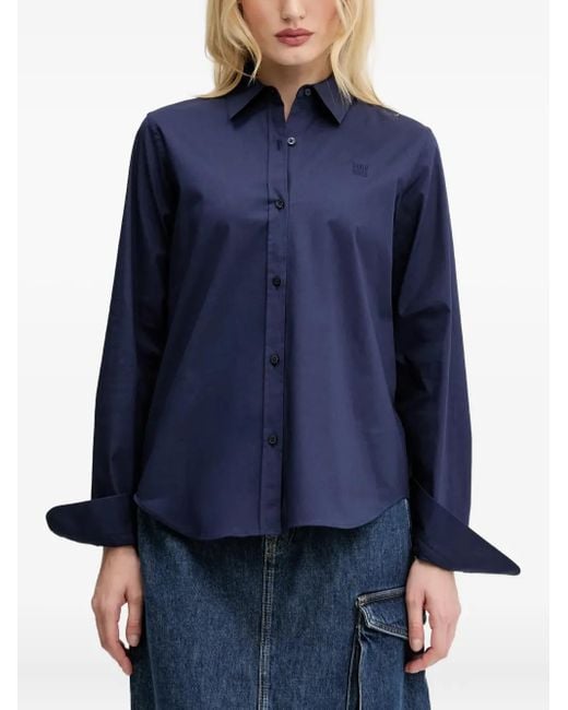 HUGO Blue Logo-Embroidered Poplin Shirt